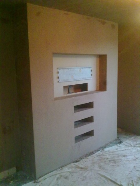 A studwork fireplace, after