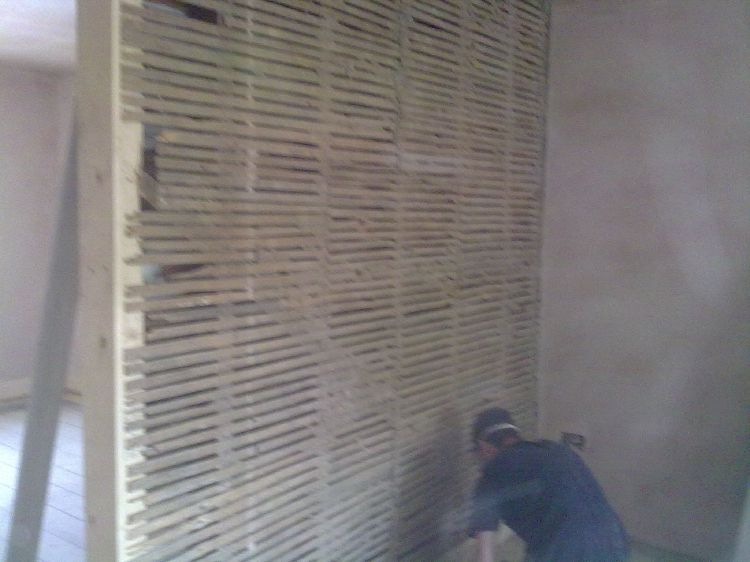An old stud wall