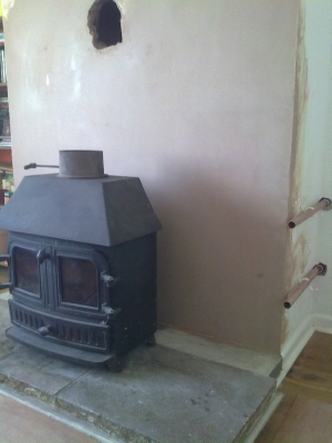 Log burner recess plastered